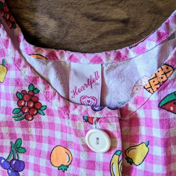 Vintage Pink Gingham and Fruit Dress Heartfelt - Picture 7 of 7